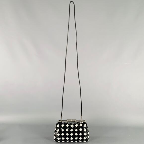 BALENCIAGA Black White Sequined Evening Handbag - Picture 5 of 6